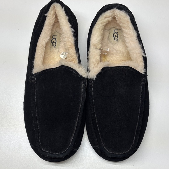 UGG Black Ascot Suede Men's Loafers with Wool Lining - Picture 8 of 12